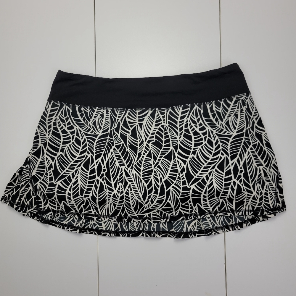 Lululemon Pace Rival Skirt Pretty Palm Black Angel Wing / Black Size 8 Reg